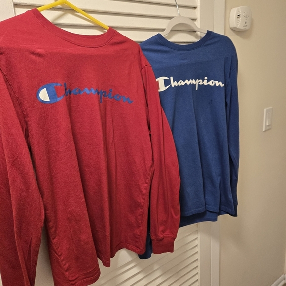 Champion  Logo Men's Long Sleeve Shirts - Blue - Picture 2 of 10